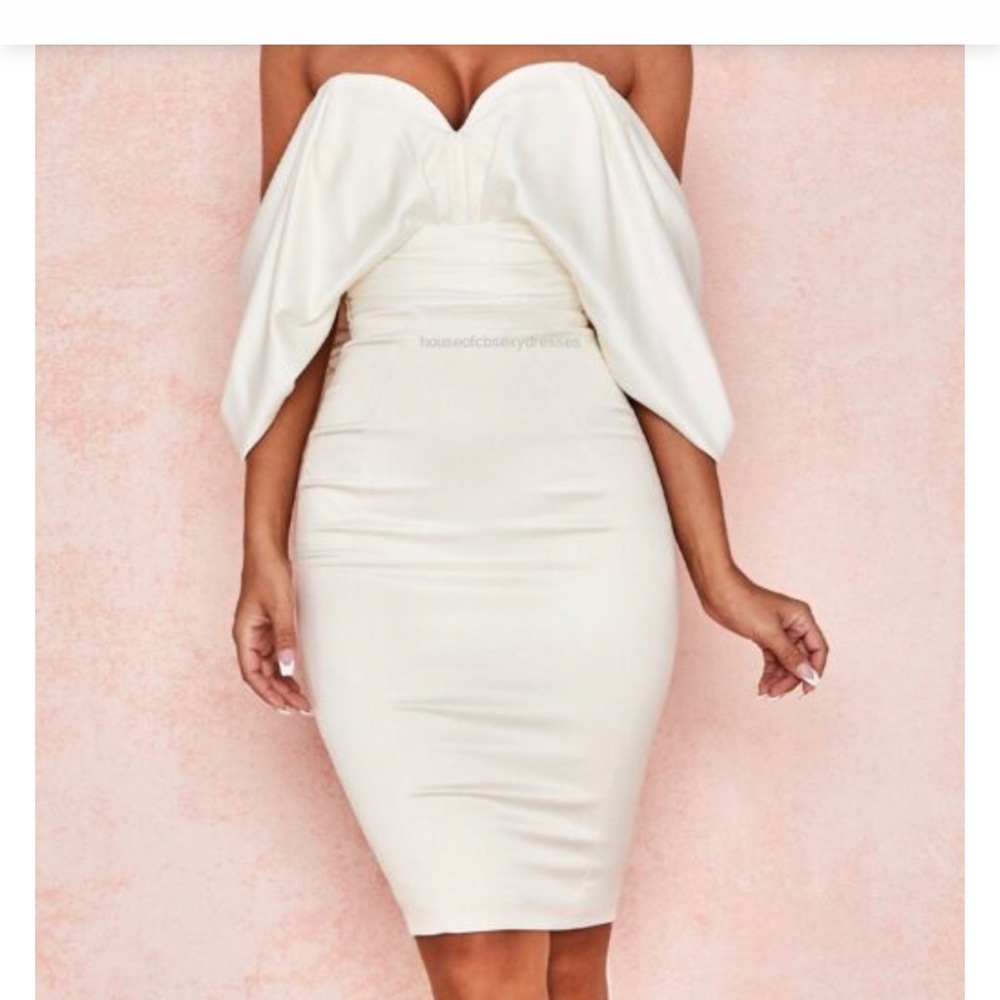 Aisha Ivory Satin Strapless Dress